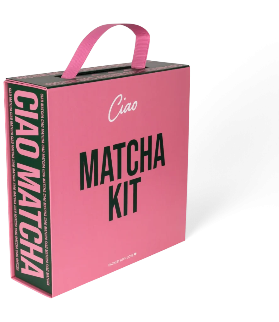 Ciao Matcha Matcha Kit custom presentation box, closed view